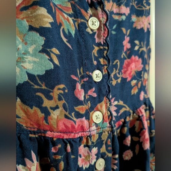 Denim & Supply Ralph Lauren XL Floral Dress Button Up Short Sleeve V Neck Blue - Picture 4 of 10
